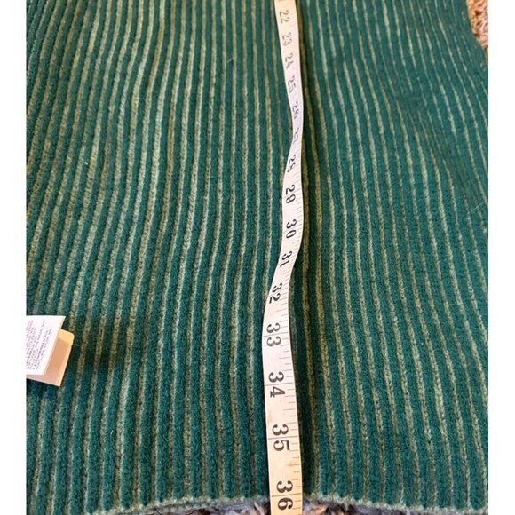 The Drop Womens Bliss Two Toned Ribbed Knit Scarf Green Striped Design One Size - Picture 11 of 12